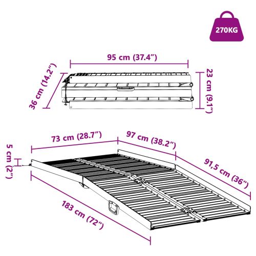 Рампa за инвалидна количка Сребрист 183 x 73 x 11 см Алуминий