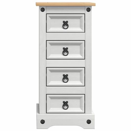 Нощно шкафче Бяло 35 x 32,5 x 74 см Солидно борово дърво