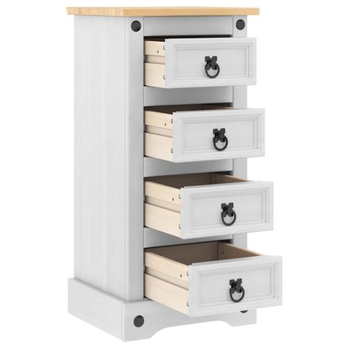 Нощно шкафче Бяло 35 x 32,5 x 74 см Солидно борово дърво