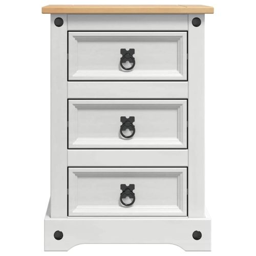 Нощно шкафче Бяло 45 x 35 x 64 см Солидно борово дърво