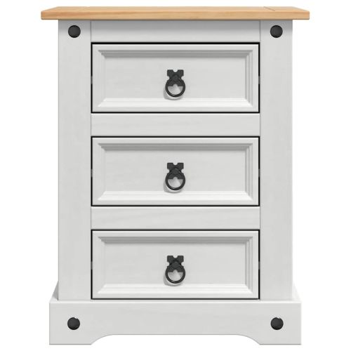 Нощно шкафче Бяло 53 x 39 x 66 см Солидно борово дърво