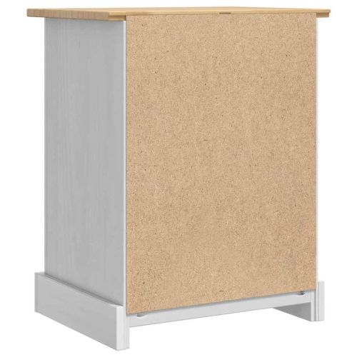 Нощно шкафче Бяло 53 x 39 x 66 см Солидно борово дърво