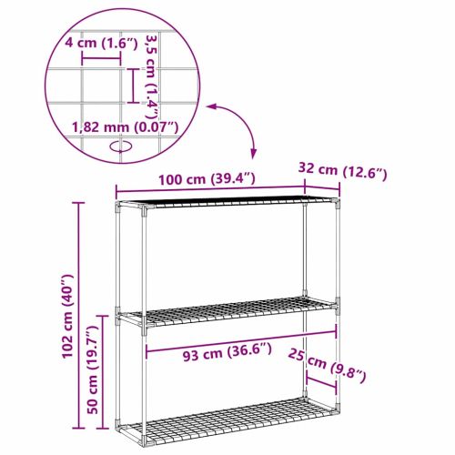 3-етажна стойка за растения Черно 100 x 32 x 102 см Стомана