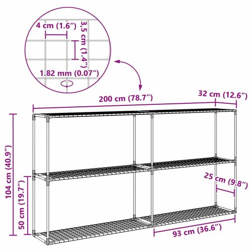 3-етажна стойка за растения Черно 200 x 32 x 104 см Стомана