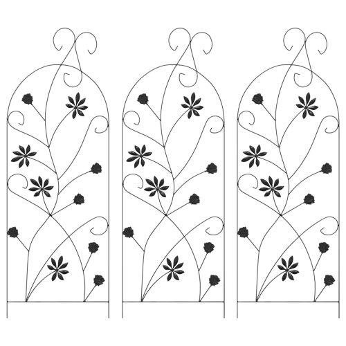 Градска ограда 3 pcs Черно 112 x 40 см Стомана