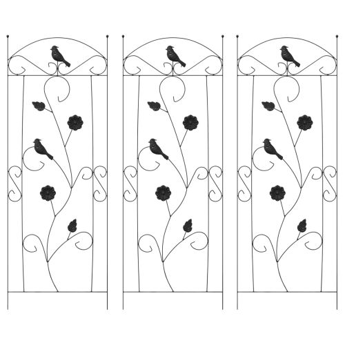 Градска ограда Решетка 3 pcs Черно 112 x 40 см Стомана