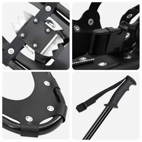 3 в 1 снегоходки с туристически пръчки Черно 21 инча