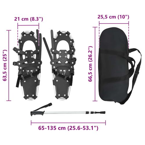 3 в 1 снегоходки с туристически пръчки Сребрист 25 инча