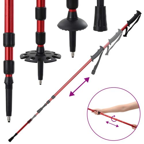 3 в 1 снегоходки с туристически пръчки Червено 25 инча