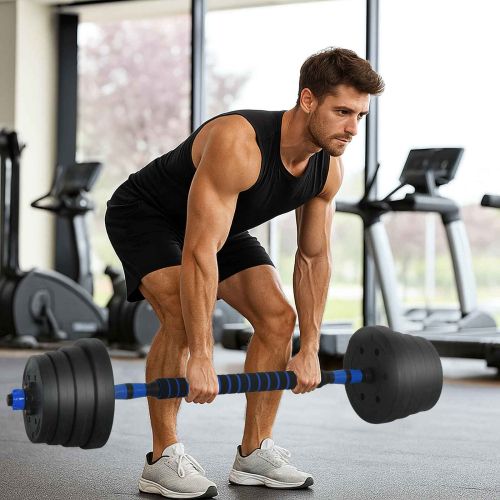 Комплект 2 в 1 дъмбел Черен и син 121 x 19,5 x 19,5 см