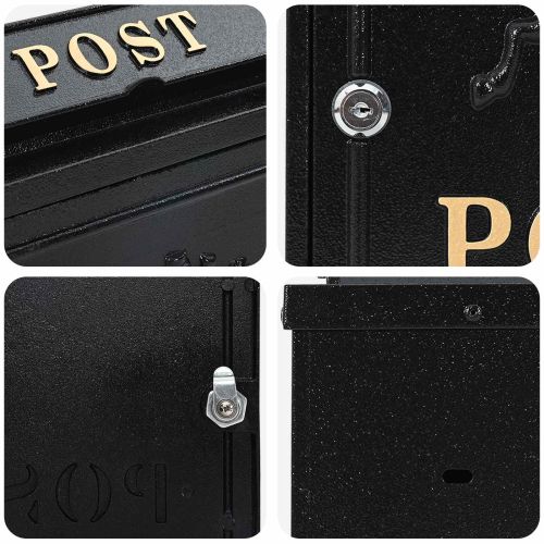 Стенно монтирана пощенска кутия с врата Черно 29 x 13 x 41 см