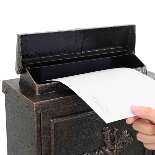 Стенно монтирана пощенска кутия с врата Бронзов 29 x 13 x 41 см