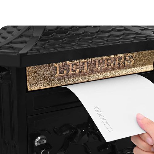 Стенно монтирана пощенска кутия Черно 40,5 x 15,5 x 44 см