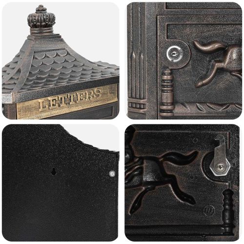 Стенно монтирана пощенска кутия Бронзов 40,5 x 15,5 x 44 см