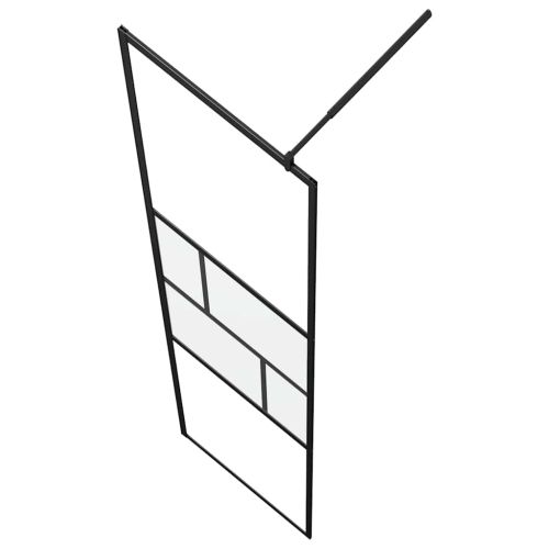 Стена на душ с вход Черно 80 x 195 x 0.5 см Стъкло и алуминий