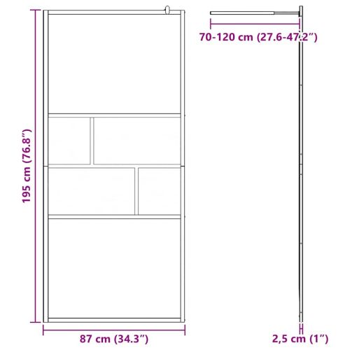 Стена на душ с вход Черно 80 x 195 x 0.5 см Стъкло и алуминий