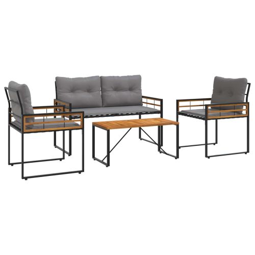 Комплект за външни мебели с възглавница 4 pcs Светлосиво