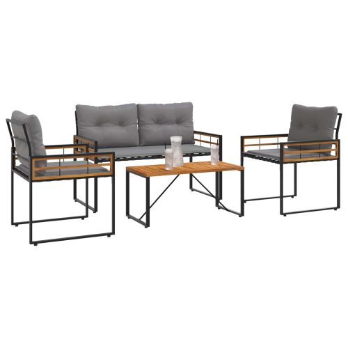 Комплект за външни мебели с възглавница 4 pcs Светлосиво