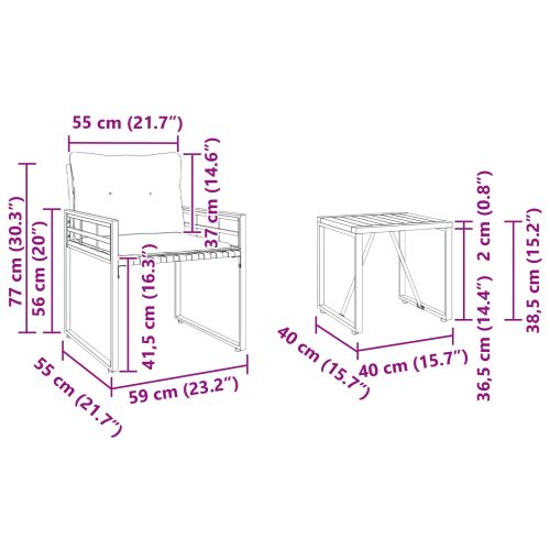 Комплект за външни мебели с възглавница 3 pcs Крем