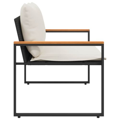 Пейка с възглавница Черно и кремаво бяло 115 x 65 x 72 см Ратан