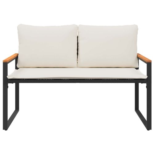 Пейка с възглавница Черно и кремаво бяло 115 x 65 x 72 см Ратан