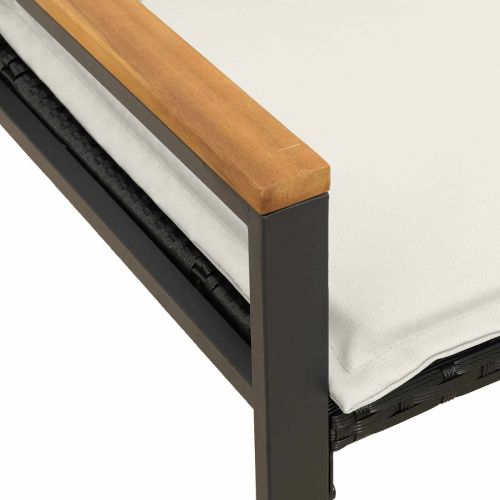 Пейка с възглавница Черно и кремаво бяло 115 x 65 x 72 см Ратан