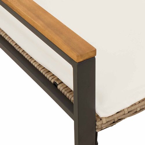 Пейка с възглавница Бежов и кремаво бял 115 x 65 x 72 см Ратан