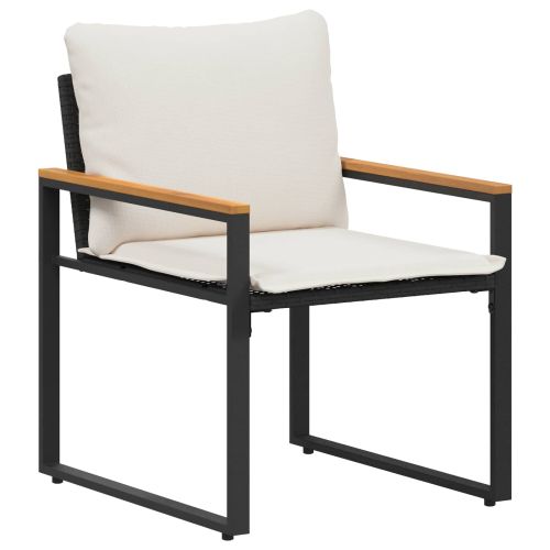 Комплекти мебели с възглавница 3 pcs Черно и кремаво бяло Ратан