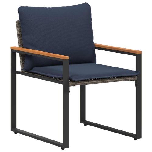 Комплекти мебели с възглавница 3 pcs Сив и тъмен син Ратан