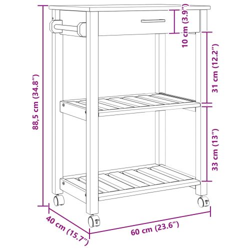 Кухненска количка Едноцветен Черно 88.5 x 40 x 84 см
