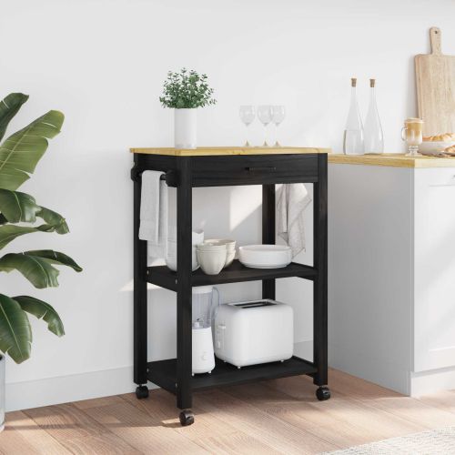 Кухненска количка Едноцветен Черно 88,5 x 40 x 60 см