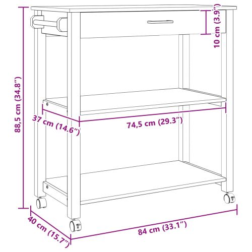 Кухненска количка Едноцветен Черно 88,5 x 40 x 48 см