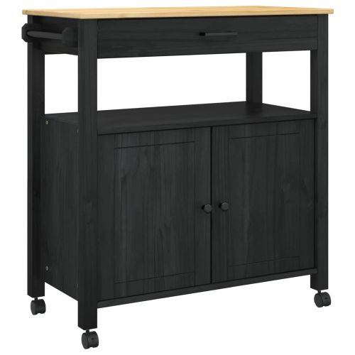 Кухненска количка Едноцветен Черно 88,5 x 40 x 48 см