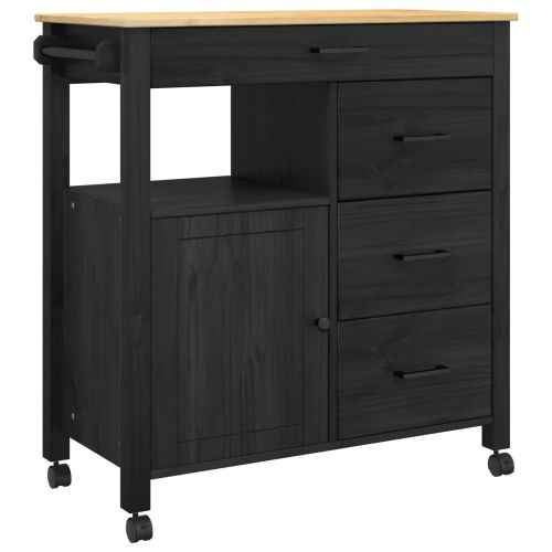 Кухненска количка Едноцветен Черно