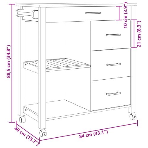 Кухненска количка Едноцветен Черно
