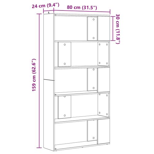 Шкаф за книги Старо дърво 80 x 24 x 159 см Инженерно дърво