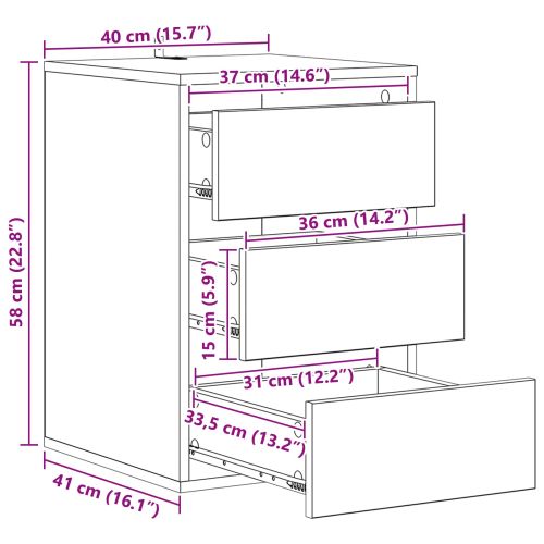 Чекмеджетен шкаф Черния дъб 41 x 40 x 58 см Инженерно дърво