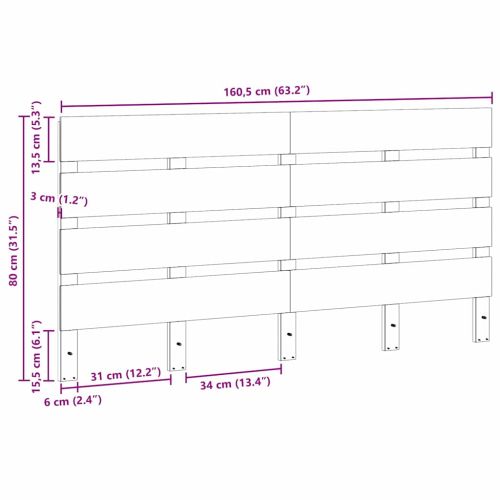 Облегалка за глава Кафяво с восъчно покритие 160,5 x 3 x 80 см