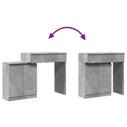 Тоалетка с LED, бетонно сива, 115x37x110,5 см