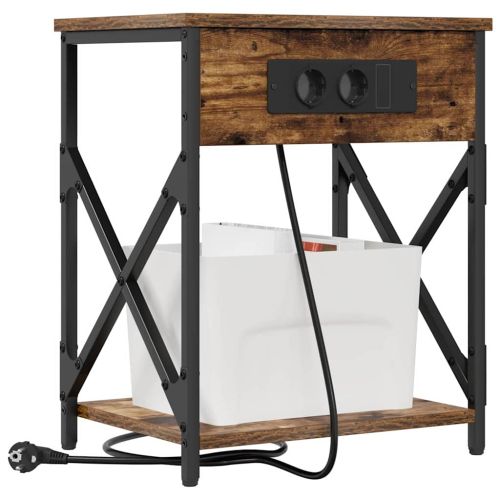 Нощен шкаф 2 pcs Димян дъб 41 x 31 x 51 см Инженерно дърво