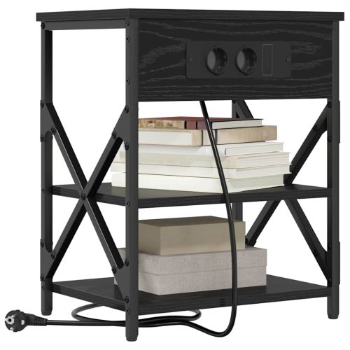 Нощен шкаф 2 pcs Черния дъб 41 x 31 x 51 см Инженерно дърво