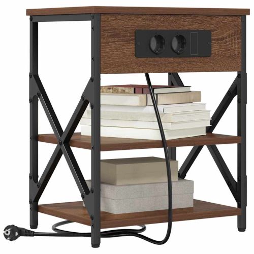 Нощен шкаф с рафт Кафяв дъб 41 x 31 x 51 см Инженерно дърво