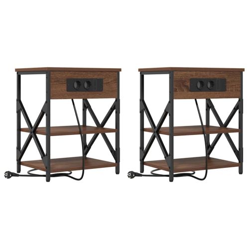 Нощен шкаф 2 pcs Кафяв дъб 41 x 31 x 51 см Инженерно дърво