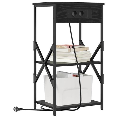 Нощен шкаф с рафт Черния дъб 41 x 31 x 76 см Инженерно дърво