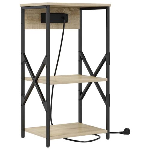 Нощен шкаф с рафт Сонома дъб 41 x 31 x 76 см Инженерно дърво