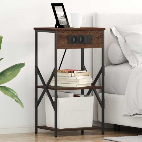 Нощен шкаф 2 pcs Кафяв дъб 41 x 31 x 76 см Инженерно дърво