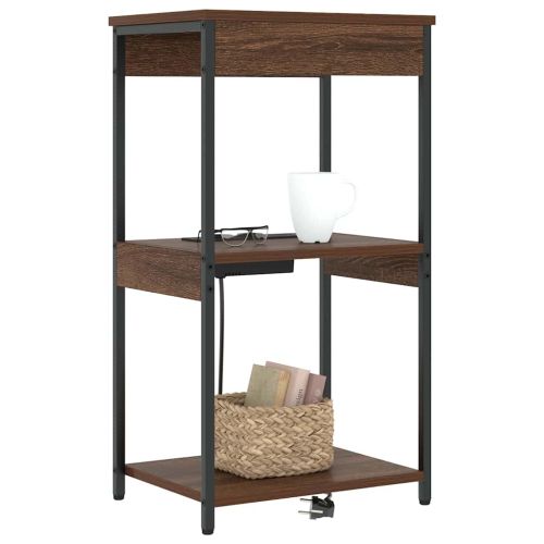 Нощен шкаф с рафт Кафяв дъб 41 x 31 x 76 см Инженерно дърво