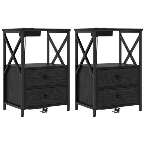 Нощен шкаф 2 pcs Черния дъб 40 x 31 x 60 см Инженерно дърво