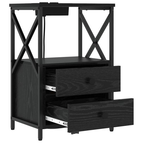 Нощен шкаф 2 pcs Черния дъб 40 x 31 x 60 см Инженерно дърво