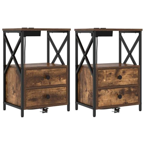 Нощен шкаф 2 pcs Димян дъб 40 x 31 x 60 см Инженерно дърво